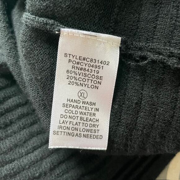 Cyrus Black Wide Crewneck Pullover Sweater XL Woman 3/4 Sleeve Knit Layer - Picture 8 of 8